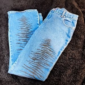 🔥💋Make Offer! Glitter Zebra Striped Jeans RedX
